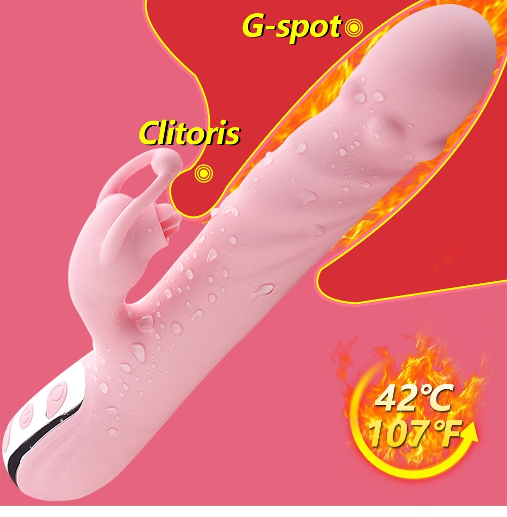 Chày rung đầu dương vật có vòng bi và lưỡi liếm tỏa nhiệt 42 độ