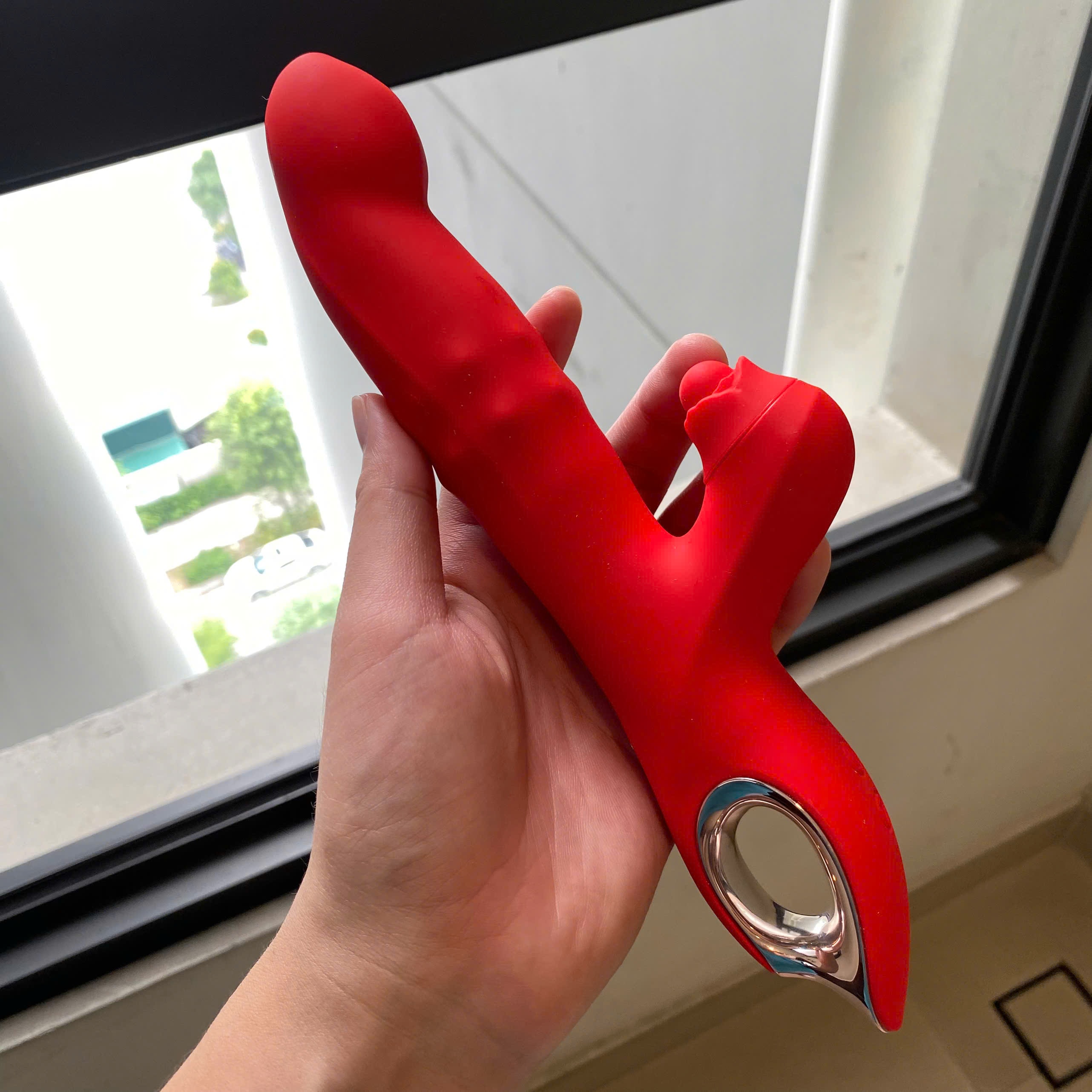 Dương vật giả cầm tay rung móc ngoáy vòng bi cọ điểm G