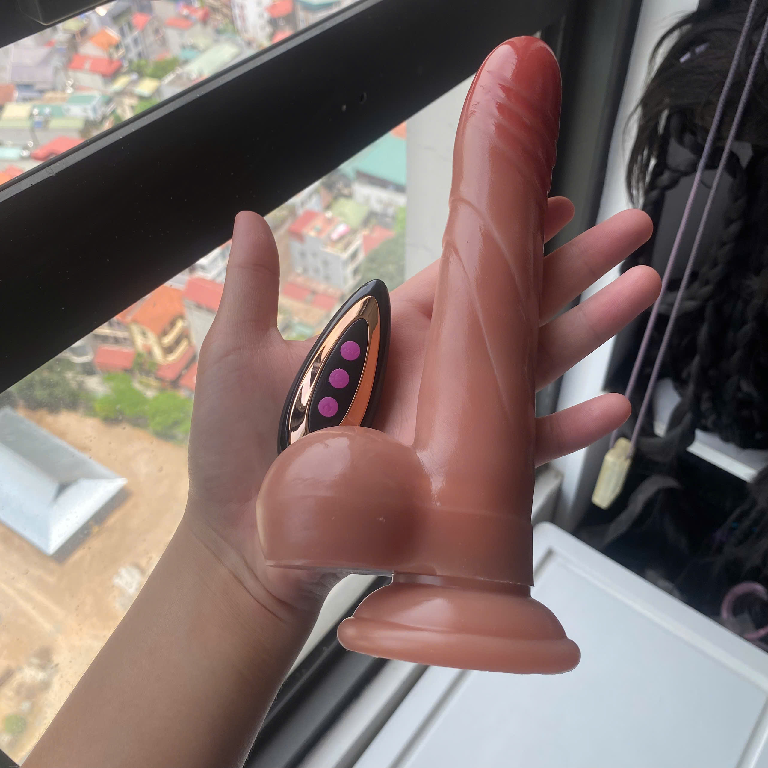 Dương vật giả Silicon lỏng điều khiển từ xa trơn mịn màng rung thụt sưởi ấm