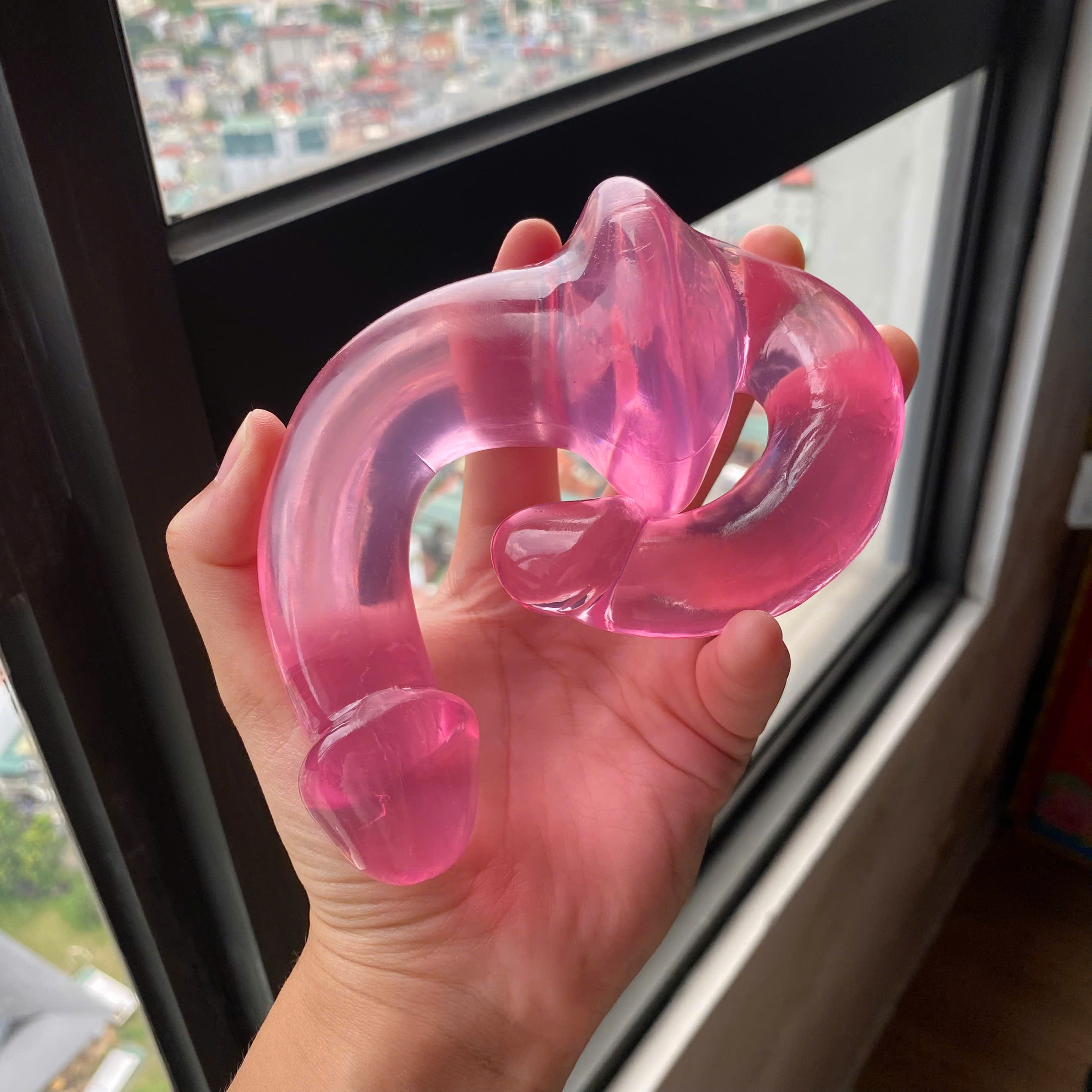 Dương vật giả hai đầu TPE trong suốt dành cho đồng tính nữ LES