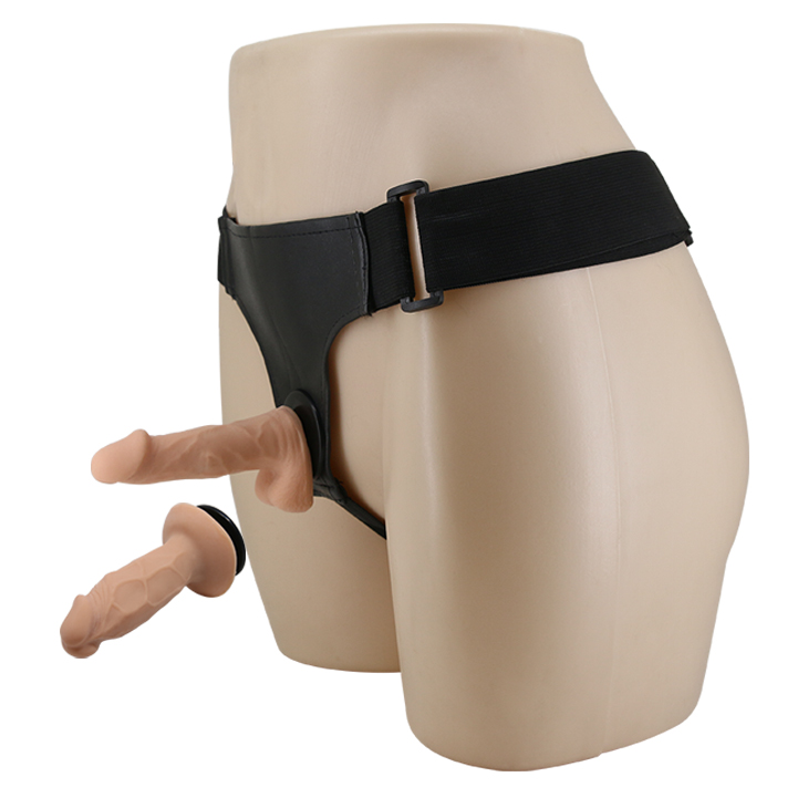 Dụng Cụ Đeo Dildo Jessica Strap On Da PU Kèm 2 Dương Vật Giả Silicone