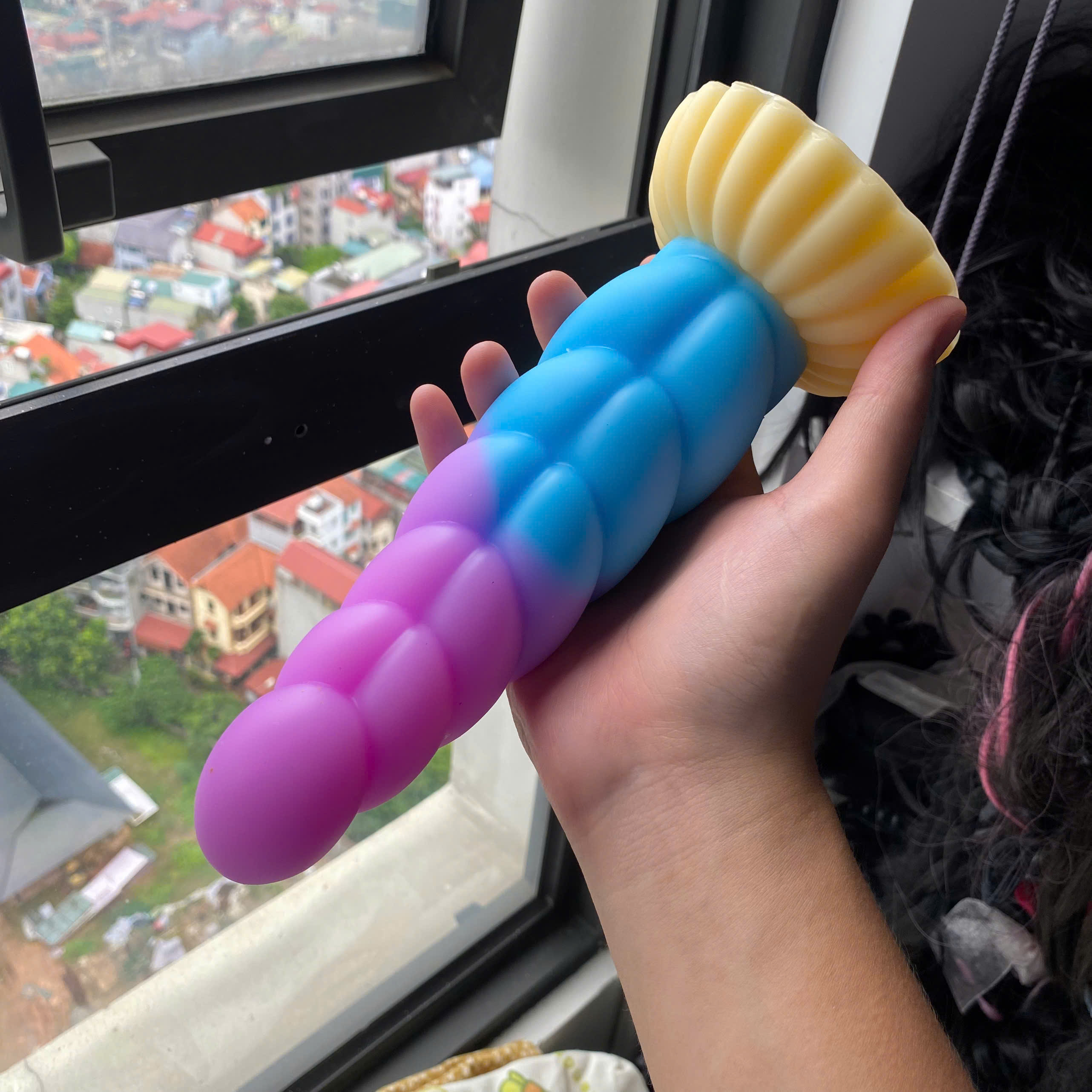 Dương vật giả Silicon hình sừng kỳ lân 7 màu kích thích hậu môn và âm đạo