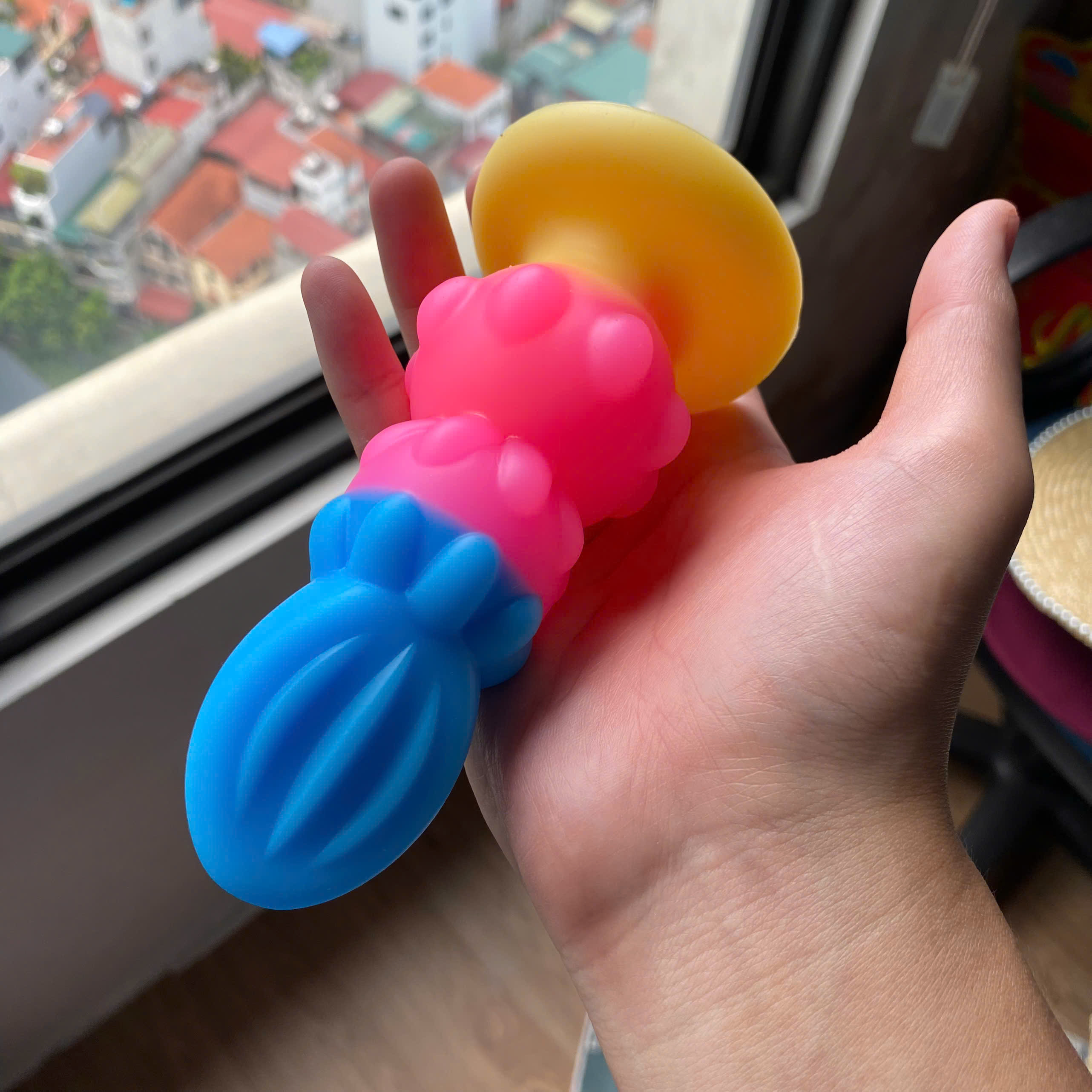 Dương vật giả Silicon hình sừng kỳ lân 7 màu kích thích hậu môn và âm đạo