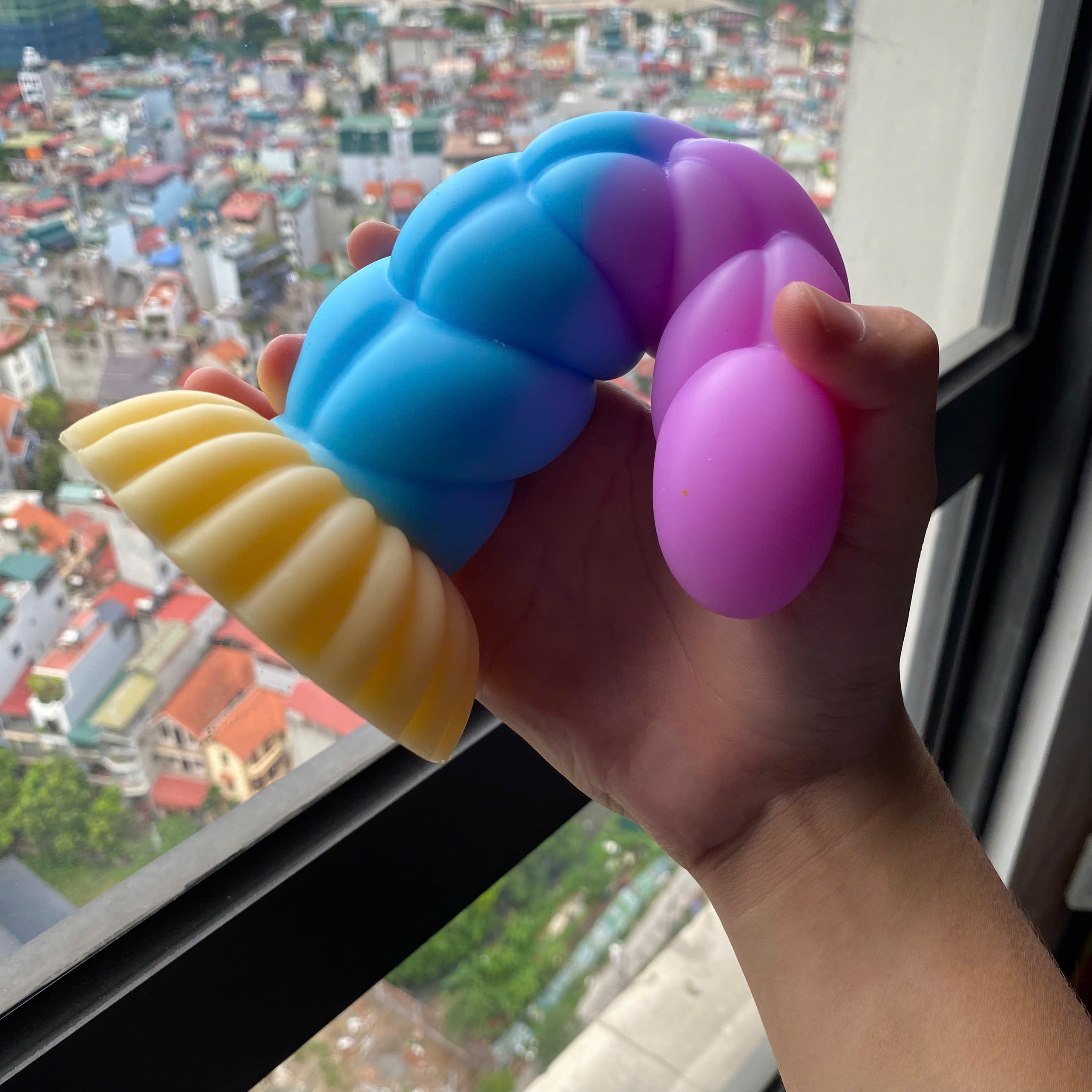 Dương vật giả Silicon hình sừng kỳ lân 7 màu kích thích hậu môn và âm đạo