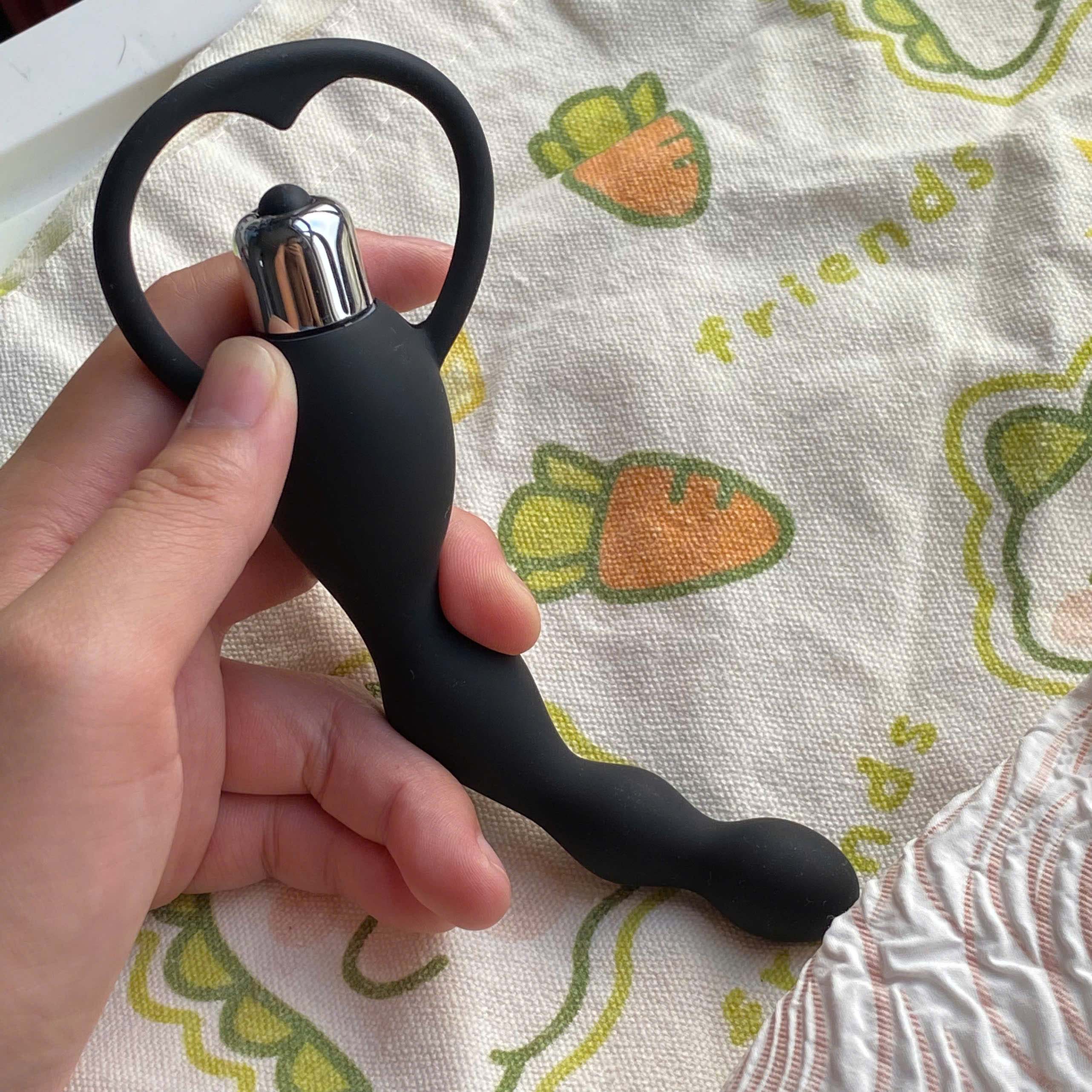 Nút rung hậu môn Silicon hình chuỗi hạt tay cầm trái tim