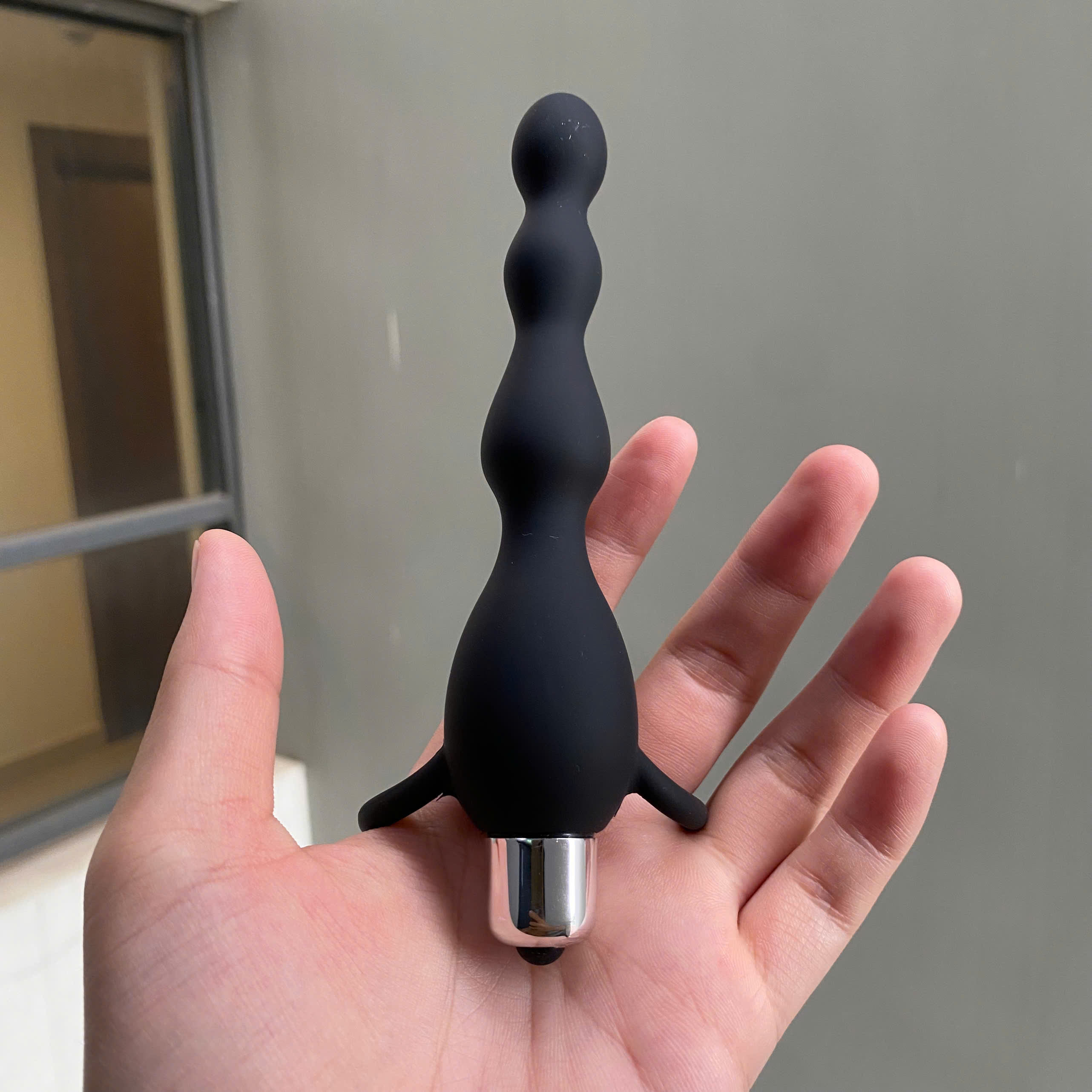 Nút rung hậu môn Silicon hình chuỗi hạt tay cầm trái tim