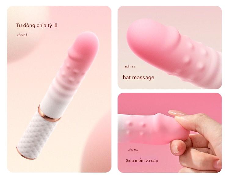 Máy thủ dâm tự động gắn tường rung thụt Silicon mềm bi gai điều khiển qua app Bluetooth