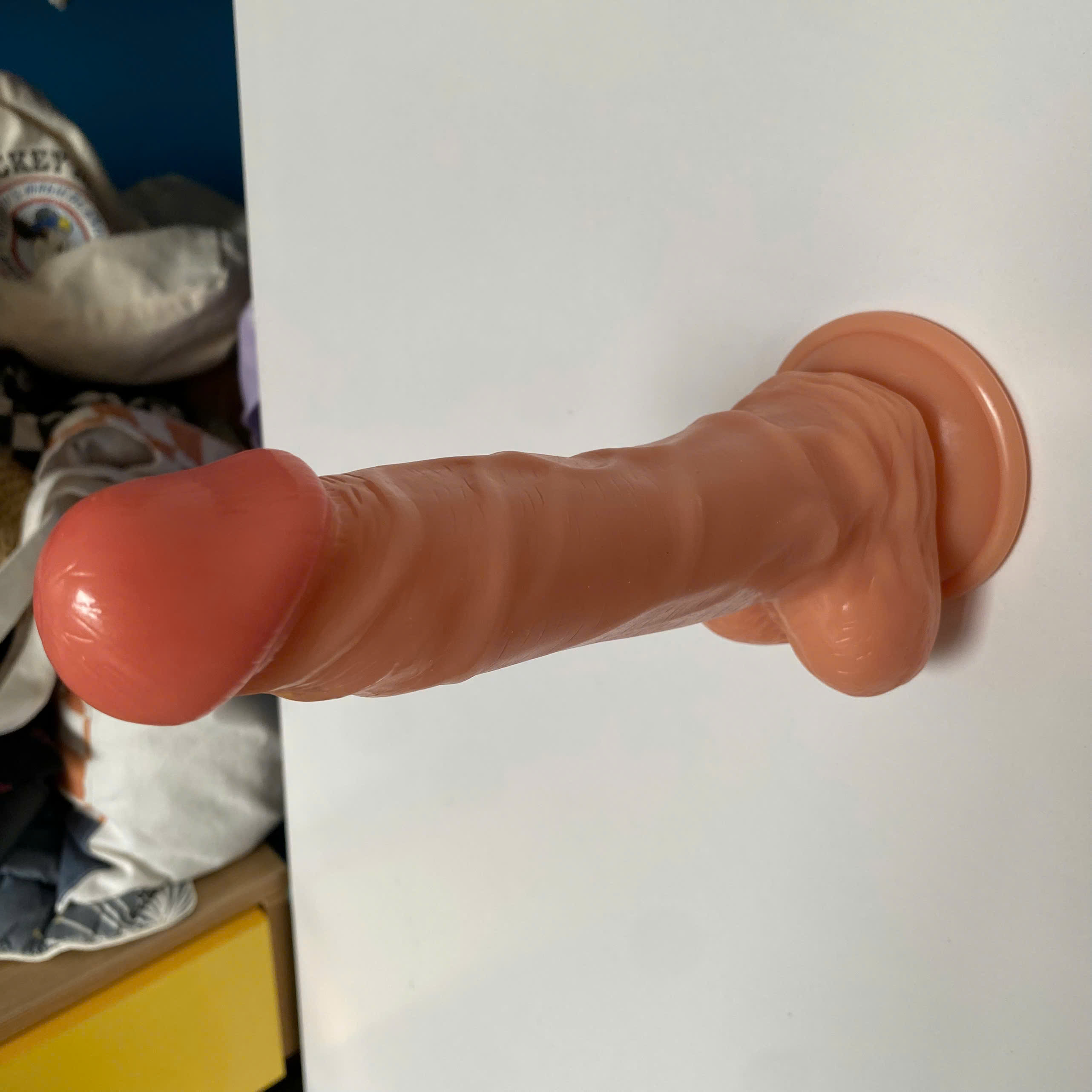 Dương vật giả chân thực kích thước lớn gắn tường uốn nắn kiểu dáng da trắng châu Âu