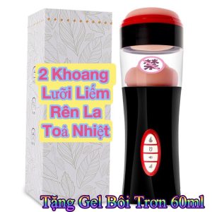 Cốc thủ dâm 2 khoang lưỡi liếm rên la tỏa nhiệt kích thích TẶNG GEL BÔI TRƠN 60ML