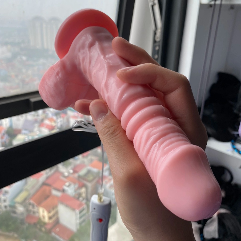 Dương vật giả rung thụt điều khiển có dây màu hồng Jiuai - Ảnh 3
