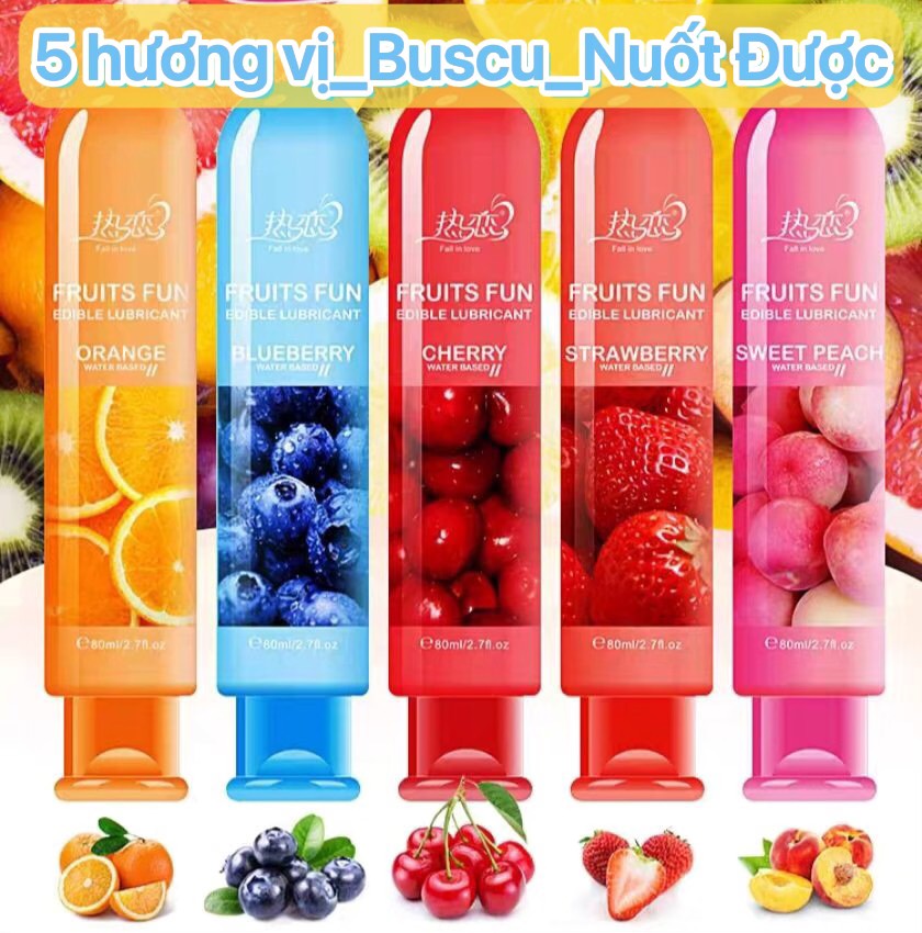 Gel bôi trơn hương trái cây 5 vị Cam Cherry Dâu Đào Việt Quất ăn được