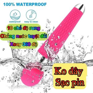 Chày rung không dây massage âm đạo đầu xoay Silicon 360 độ Sạc Pin
