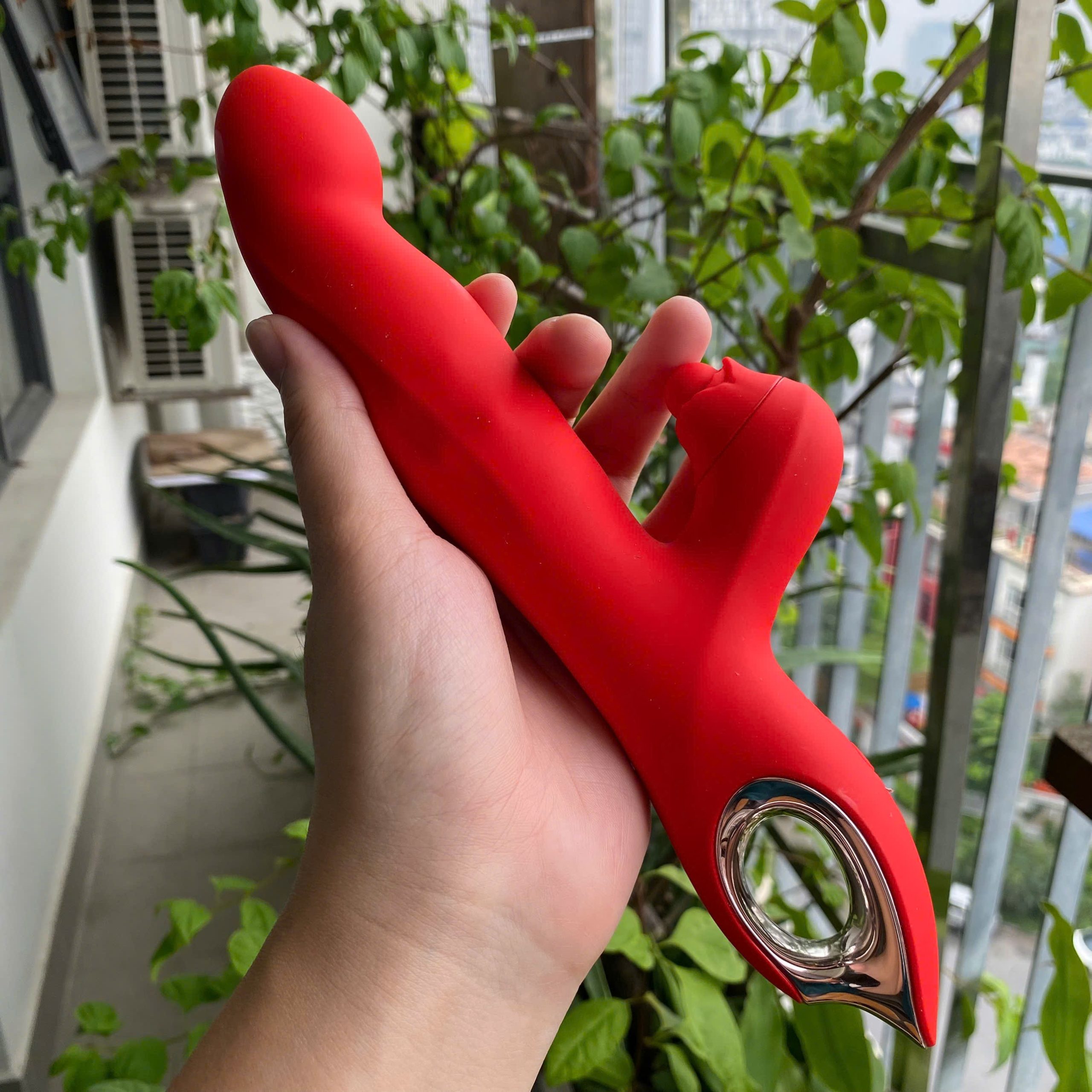 Dương vật giả cầm tay rung móc ngoáy vòng bi cọ điểm G - Ảnh 2