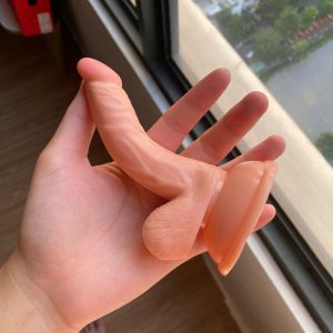 Dương vật giả kích thước nhỏ gắn tường kiểu dáng cong trắng hồng