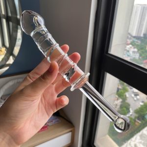 Dương vật giả thủy tinh có tay cầm dài kích thích âm đạo hậu môn