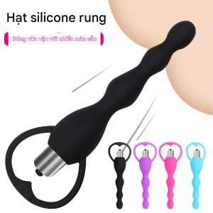 Nút rung hậu môn Silicon hình chuỗi hạt tay cầm trái tim