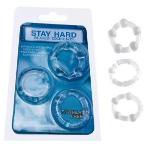 Vòng đeo Stay Hard Beaded Cockrings trong suốt